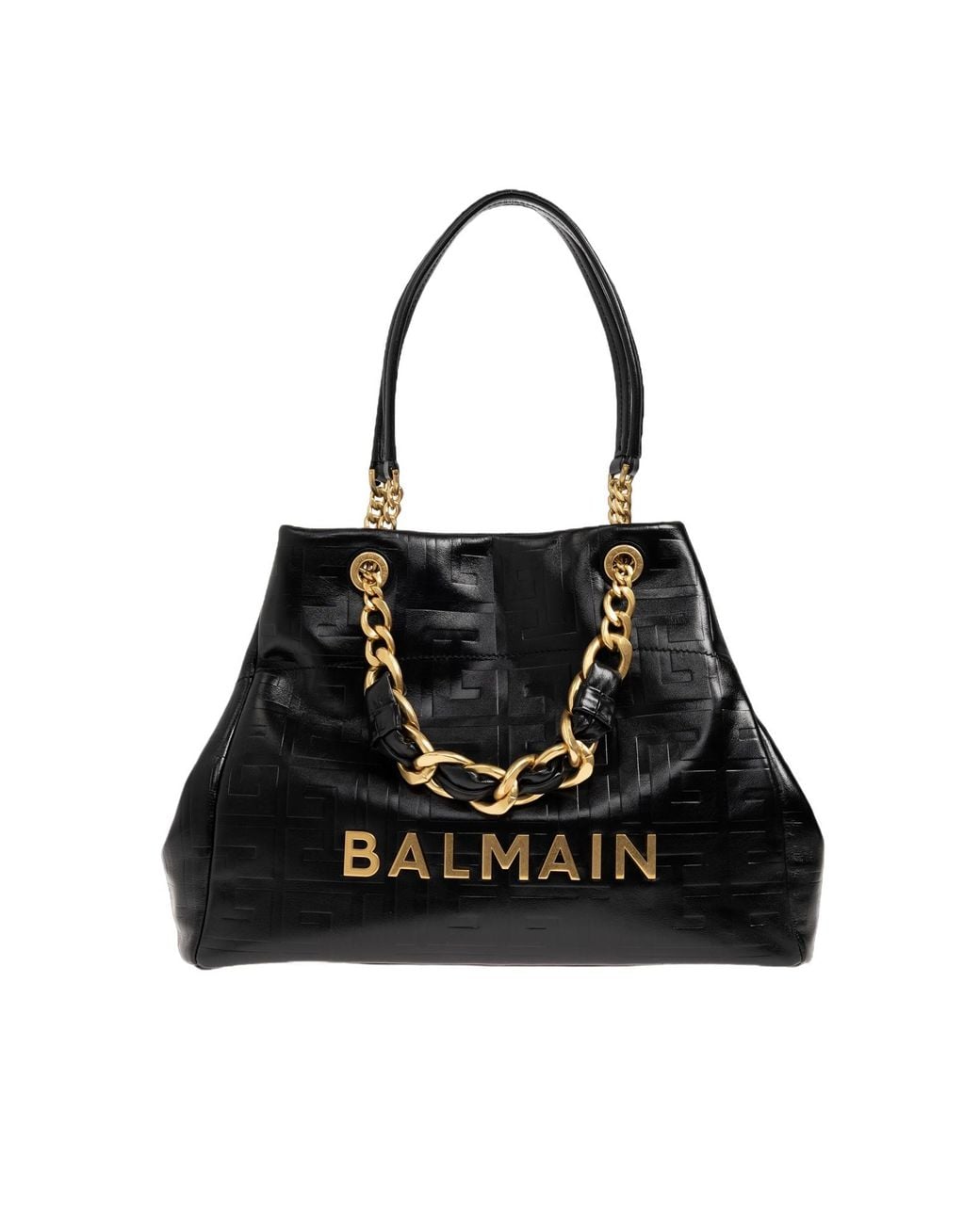 Balmain Black 1945 Soft Chain Tote Bag