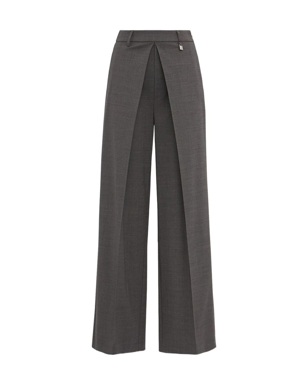 GIUSEPPE DI MORABITO Gray Pleated-Front Wide-Leg Casual Trousers