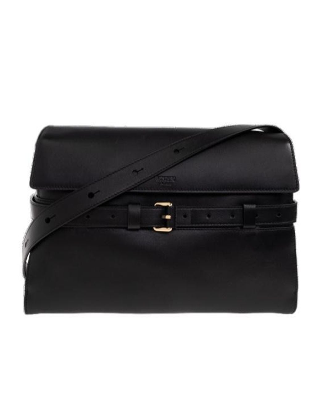Moschino Black Logo Embossed Tie Me Shoulder Bag for men