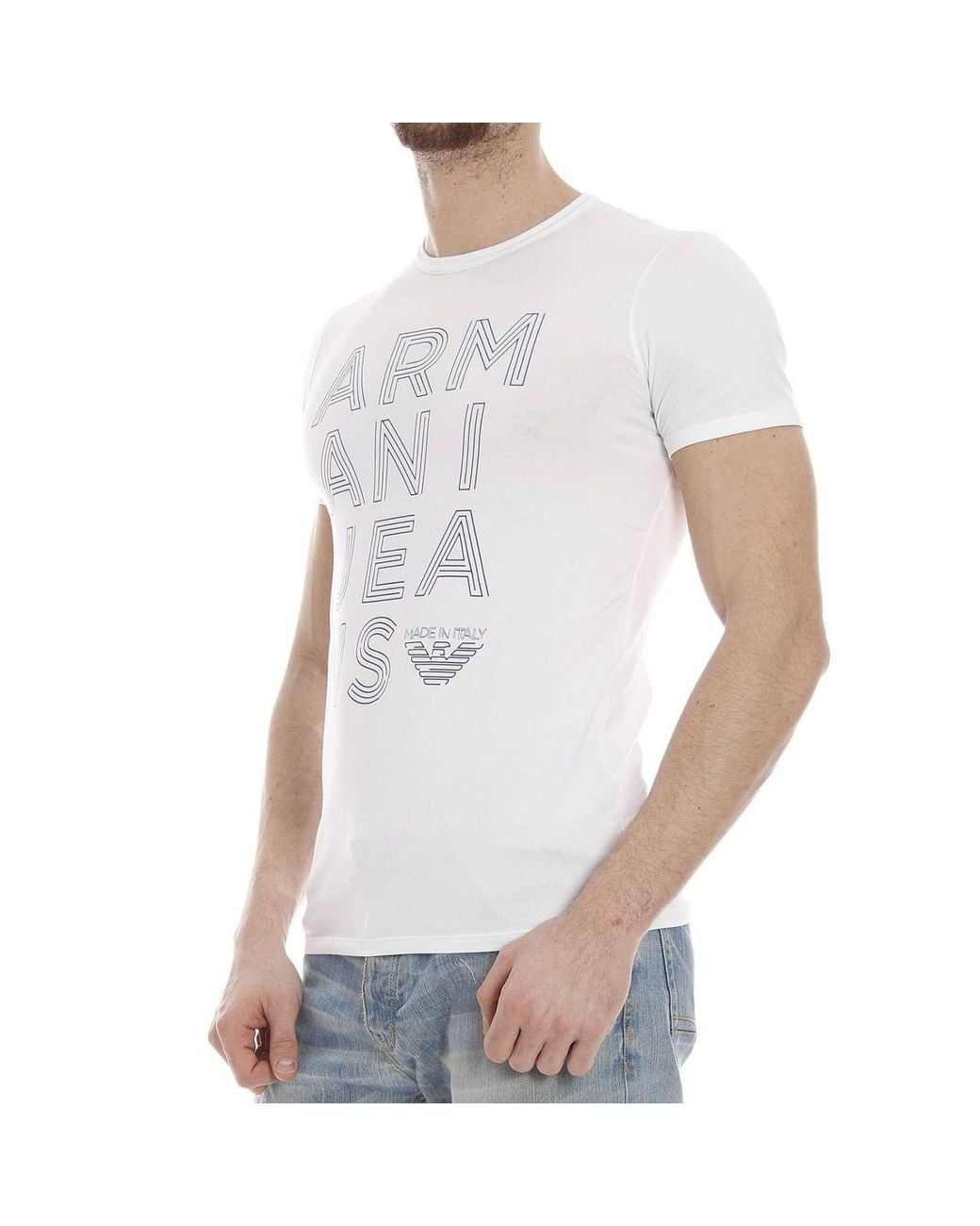 Armani Jeans White Print T-Shirt for men