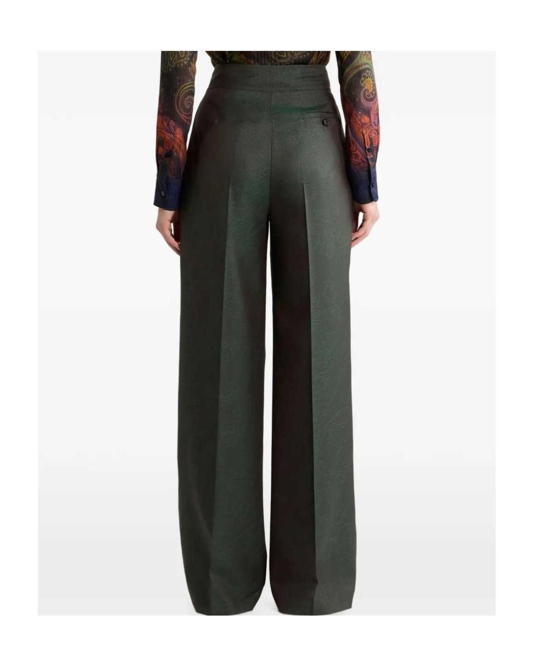 Etro Gray Wool Jacquard Trousers With Pleats And Paisley Motif