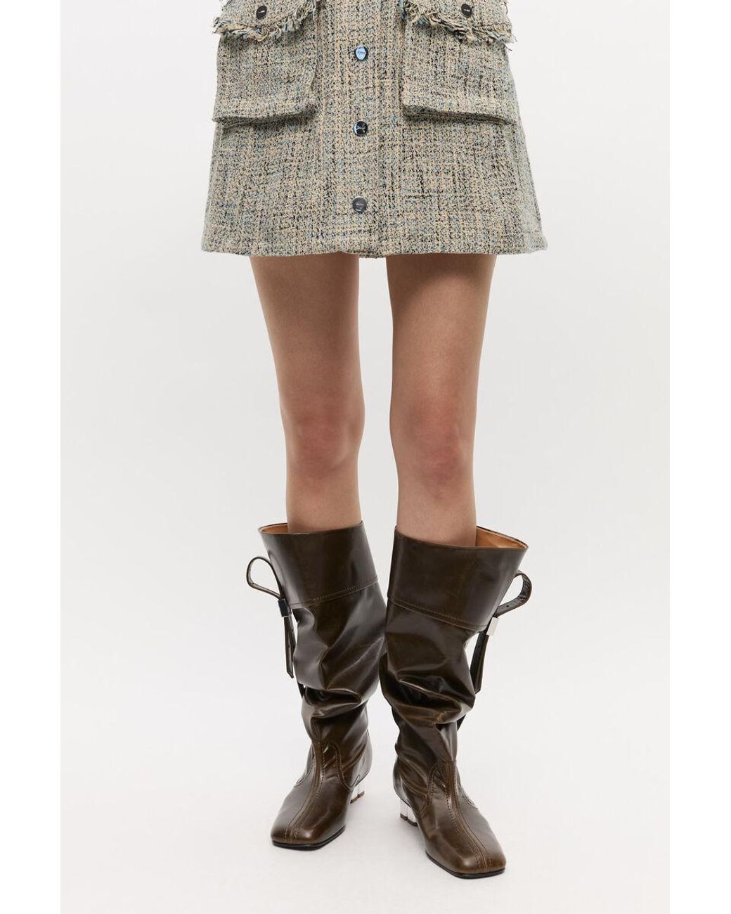 Ganni Brown Square-Toe Boots