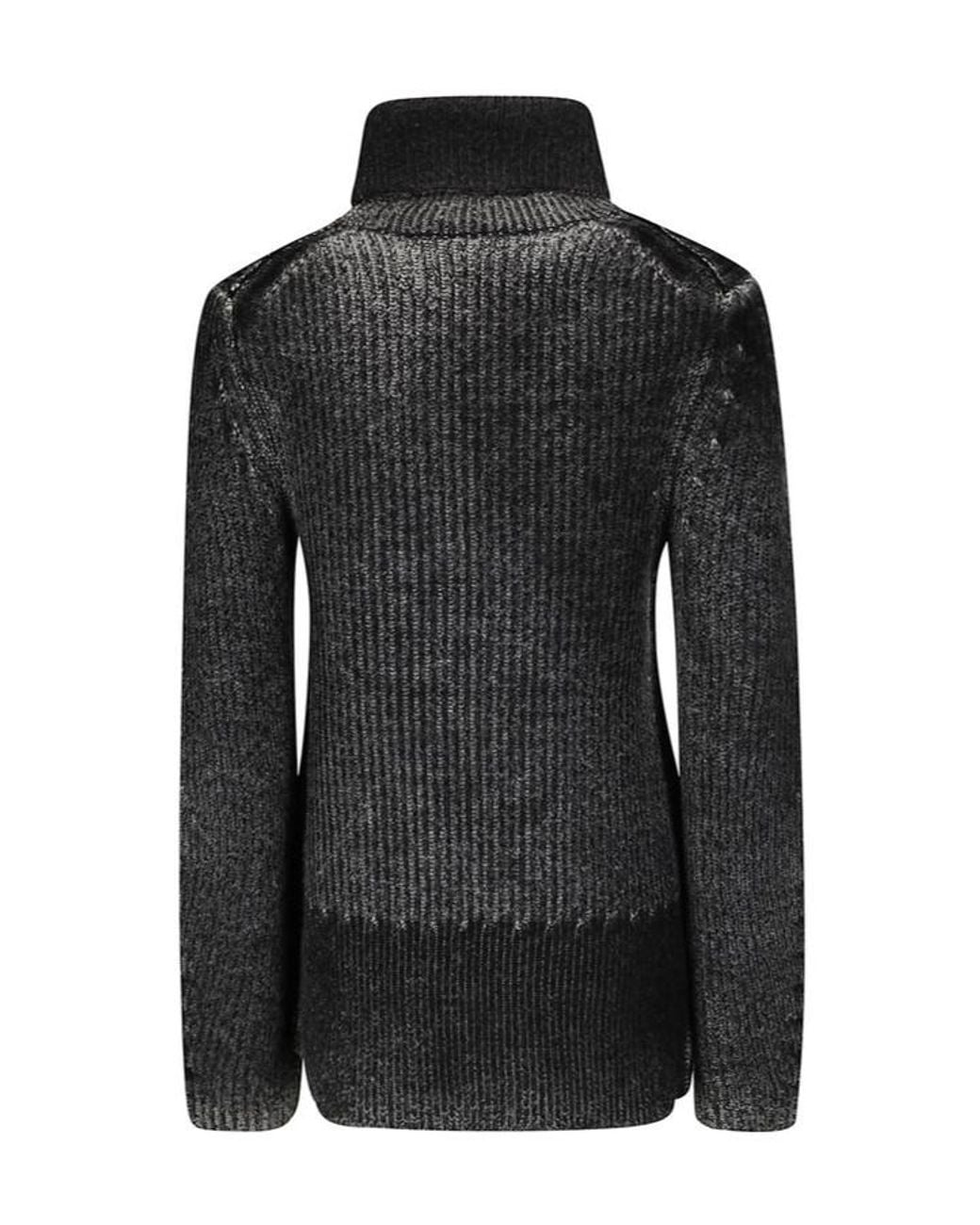 Acne Black Wool Blend Turtleneck
