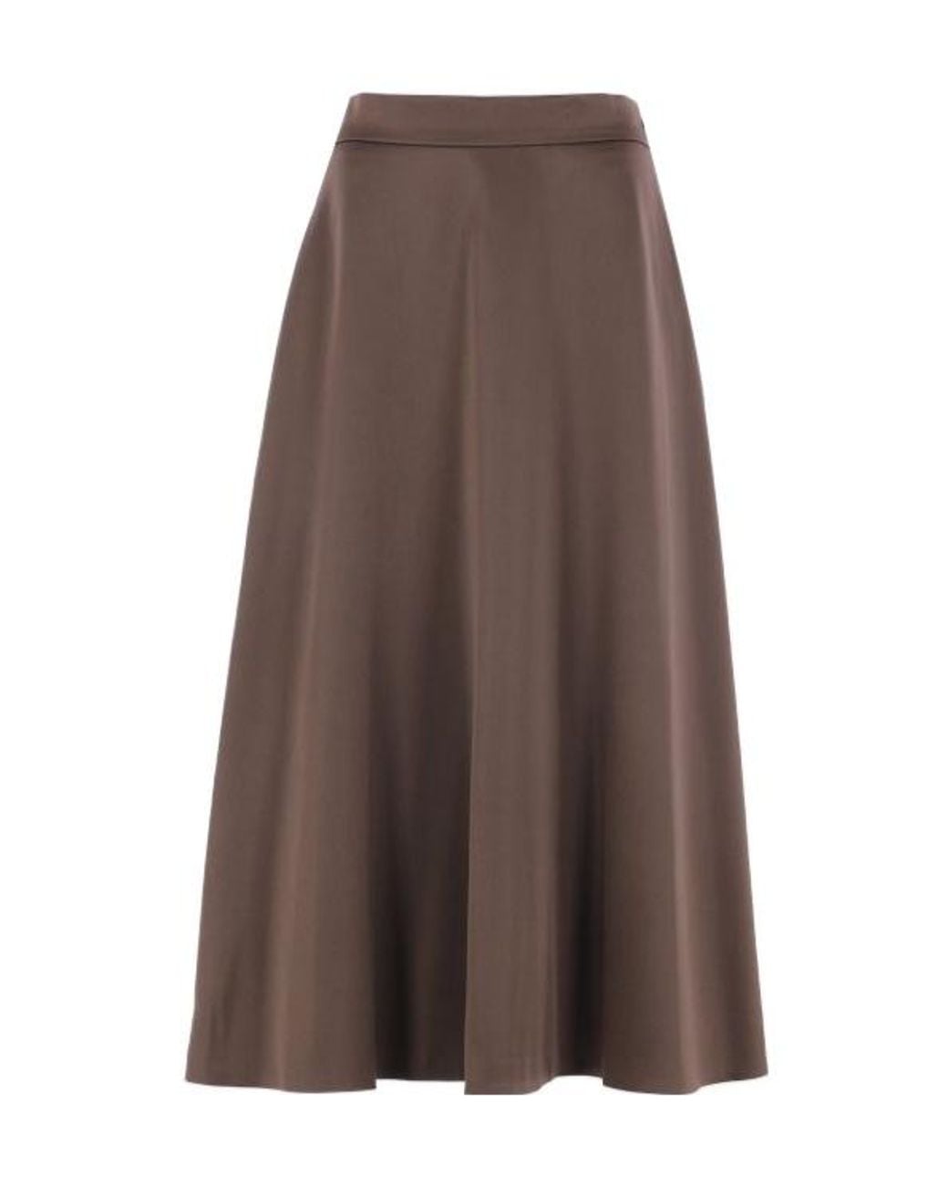 Brunello Cucinelli Brown Pleated Flared Skirt