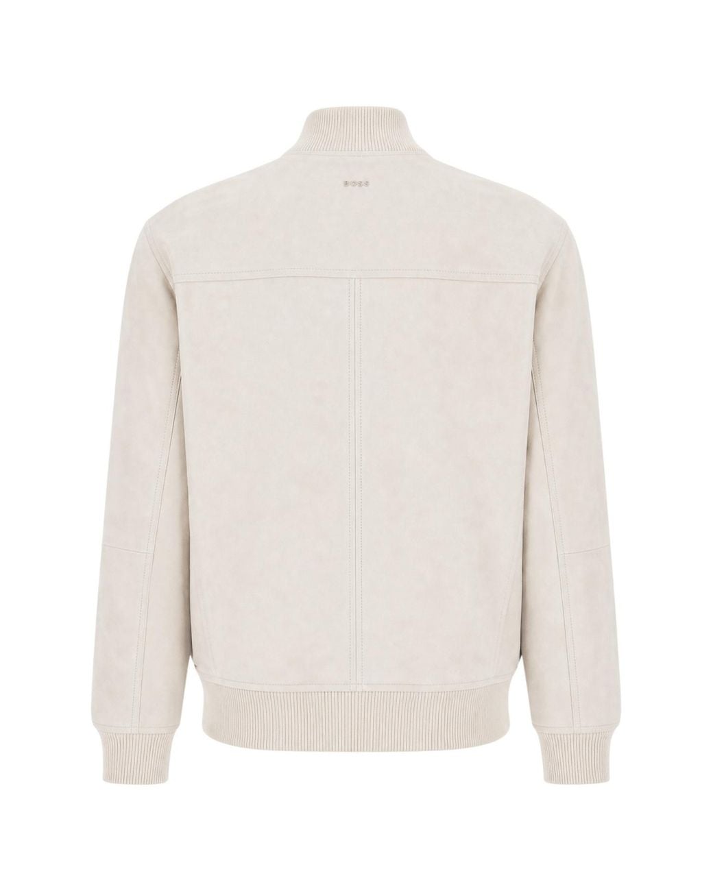 Boss Gray Leather Bomber Jacket for men