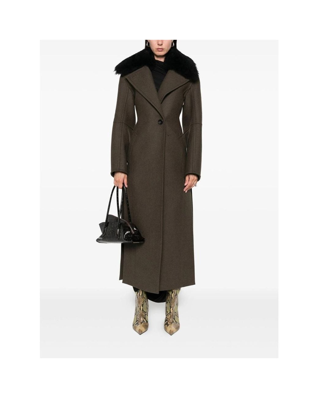 Blumarine Multicolor Single-Breasted Shearling Detailed Coat