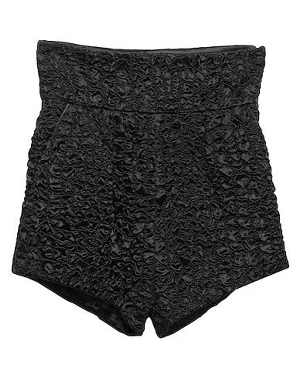 Saint Laurent Black Solid Color Satin Shorts