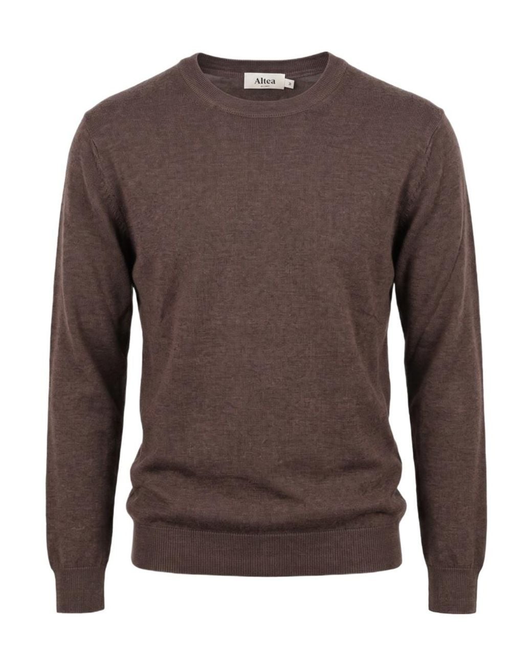 Altea Brown Crew-Neck Wool Sweater for men