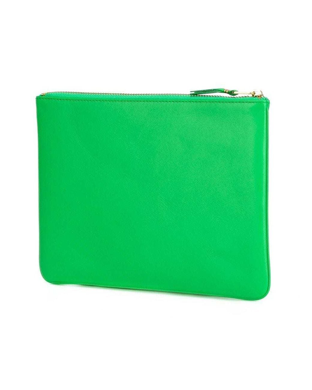 Comme des Garçons Green Zip-Up Leather Wallet for men