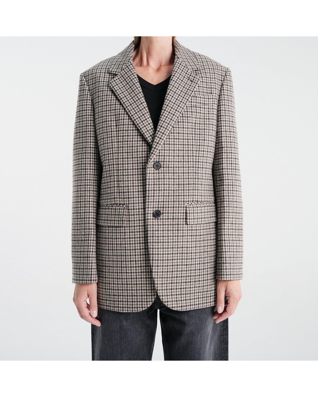 DUNST Gray Lily Checked Single-Breasted Blazer for men