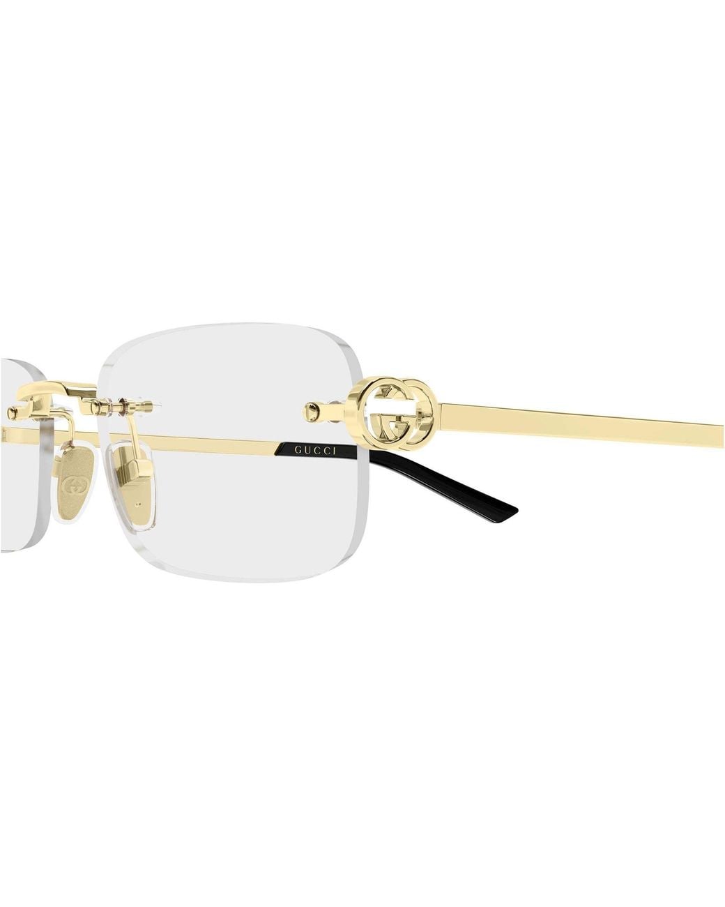 Gucci White Emblem Rectangle Eyeglasses