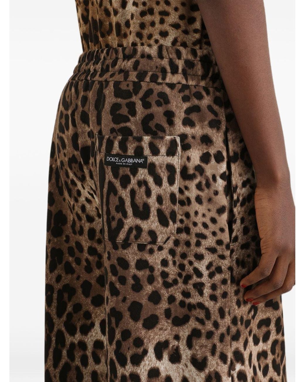 Dolce & Gabbana Brown Fleece Leopard Print Trousers