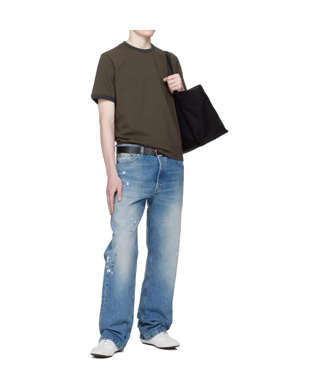 Jeanerica Brown Contrast-Trim T-Shirt for men