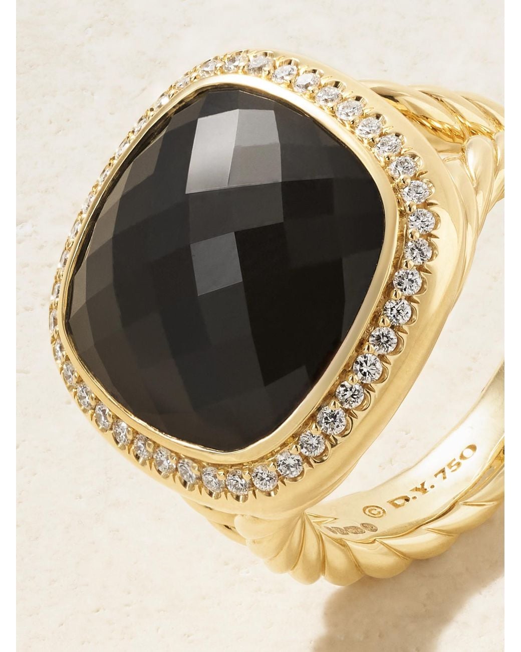 David Yurman Multicolor 18- Karat, Onyx And Diamond Ring