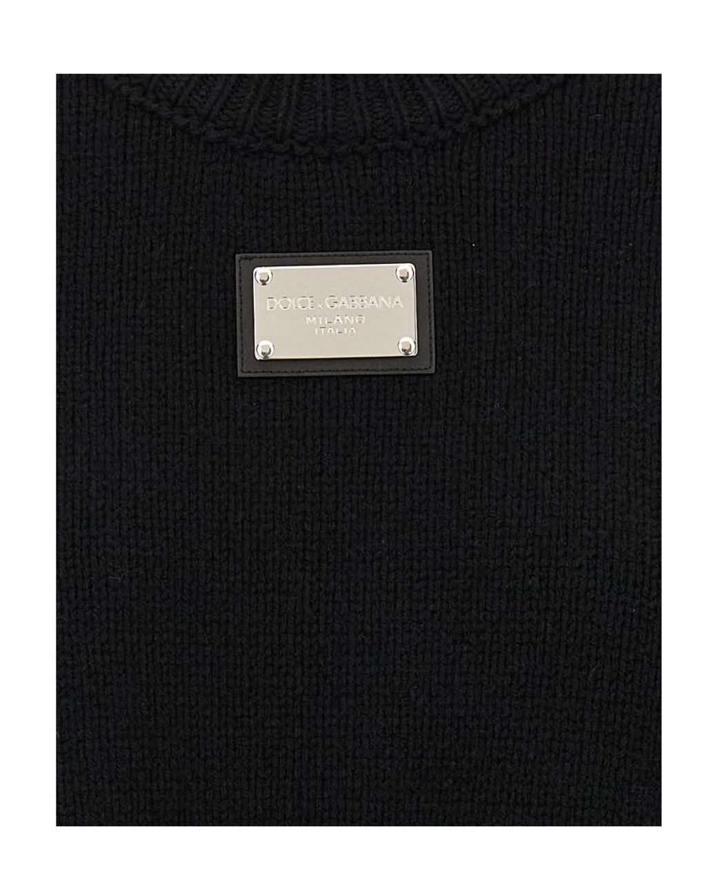 Dolce & Gabbana Black Logo Plaque Knitted Jumper