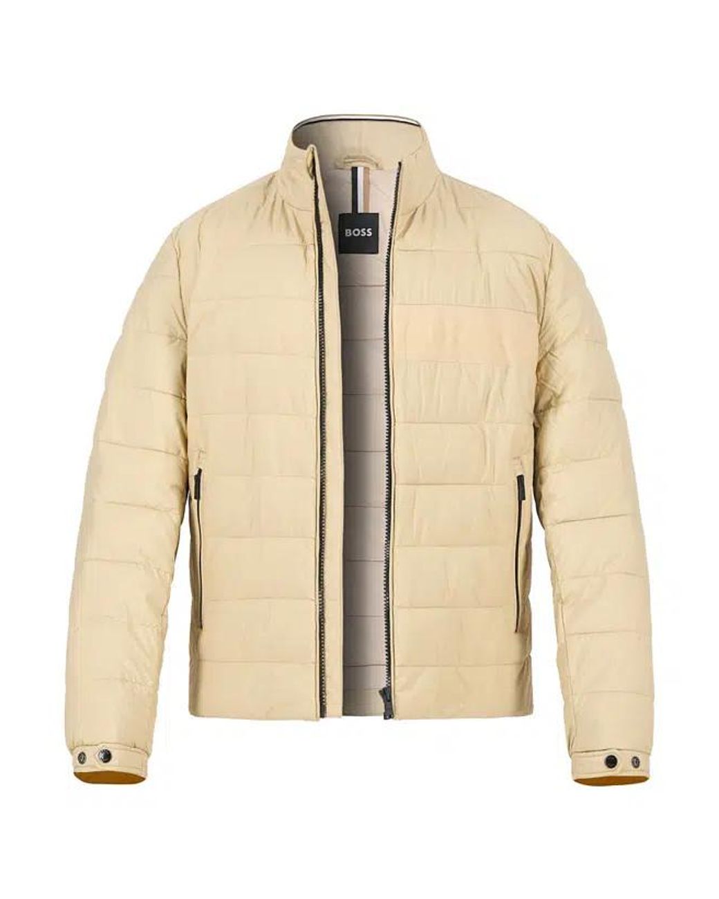 Boss Natural High Collar Long Sleeve Cotton Coat for men