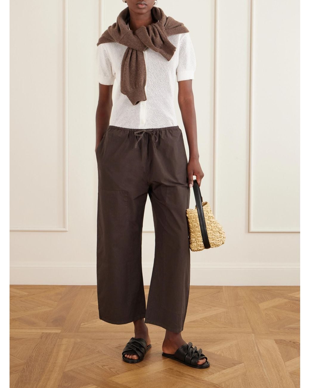 Leset Black Low-Rise Wide-Leg Pants