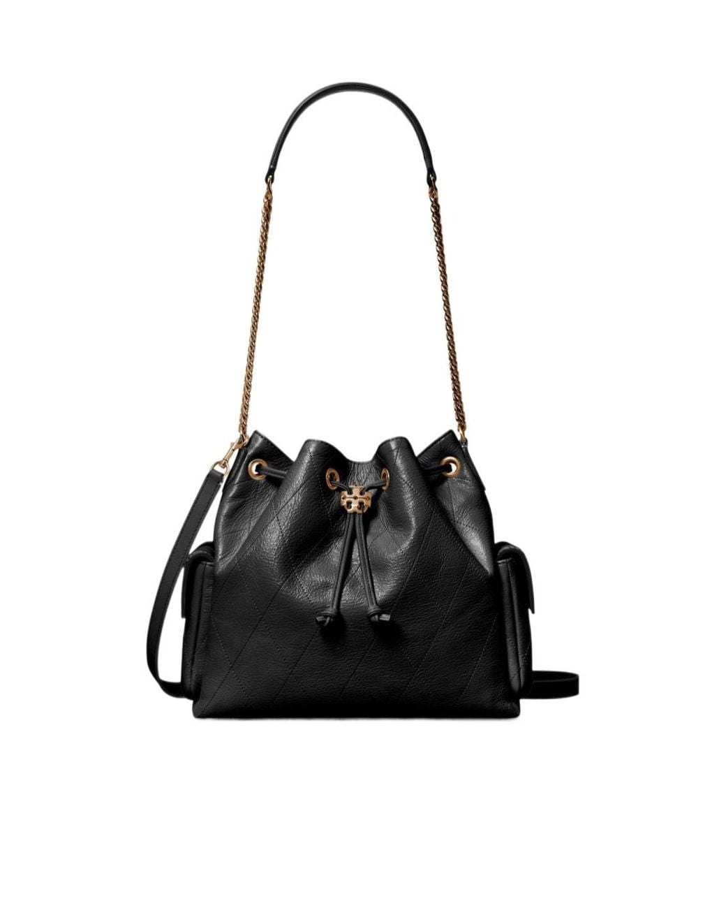 Tory Burch Black Charlie Drawstring Shoulder Bag