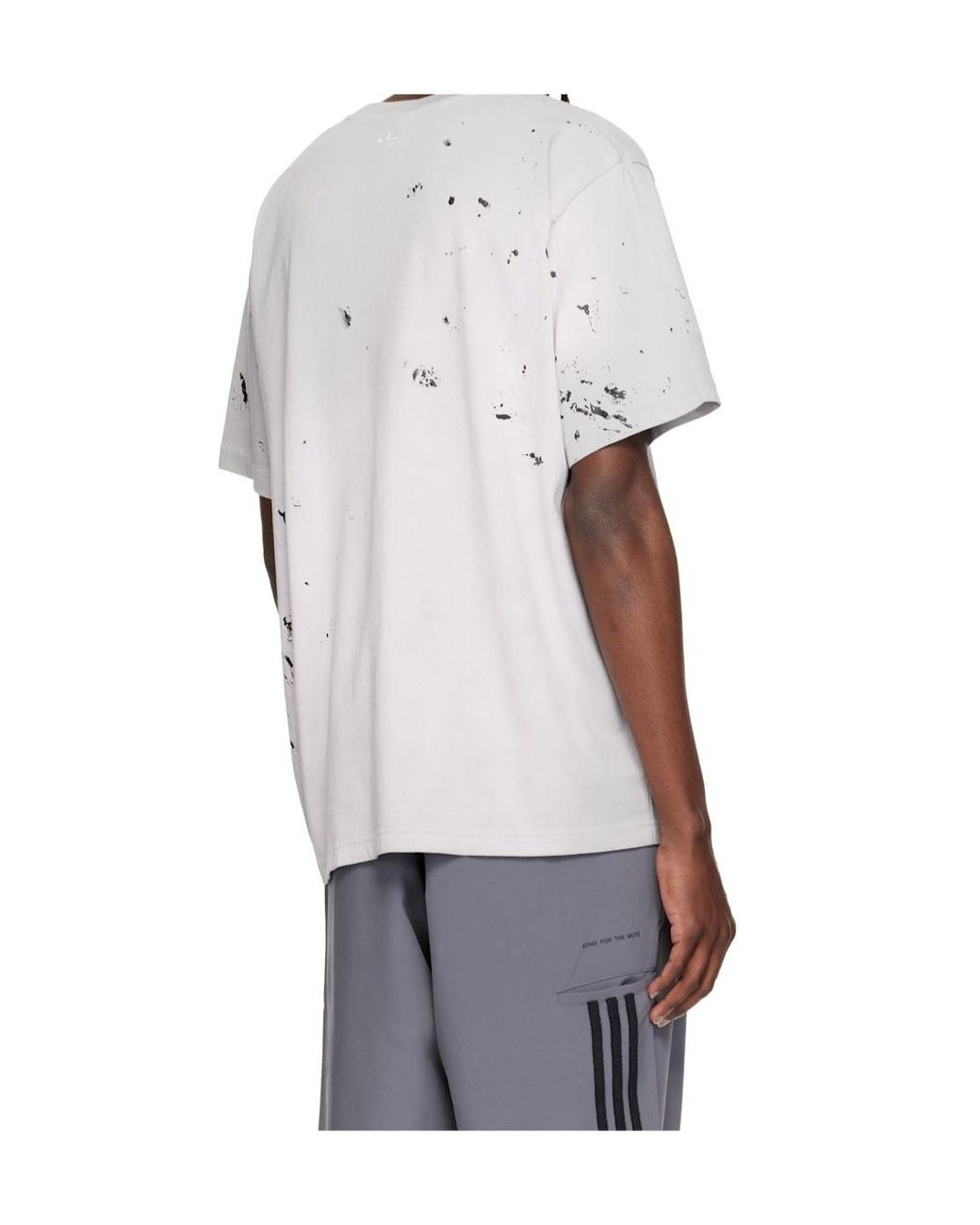 Song For The Mute White X Adidas 007 Logo-Print Paint-Splatter T-Shirt for men