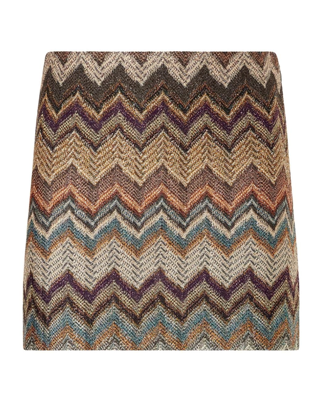 Missoni Brown Striped Crochet-Knit Mini Skirt