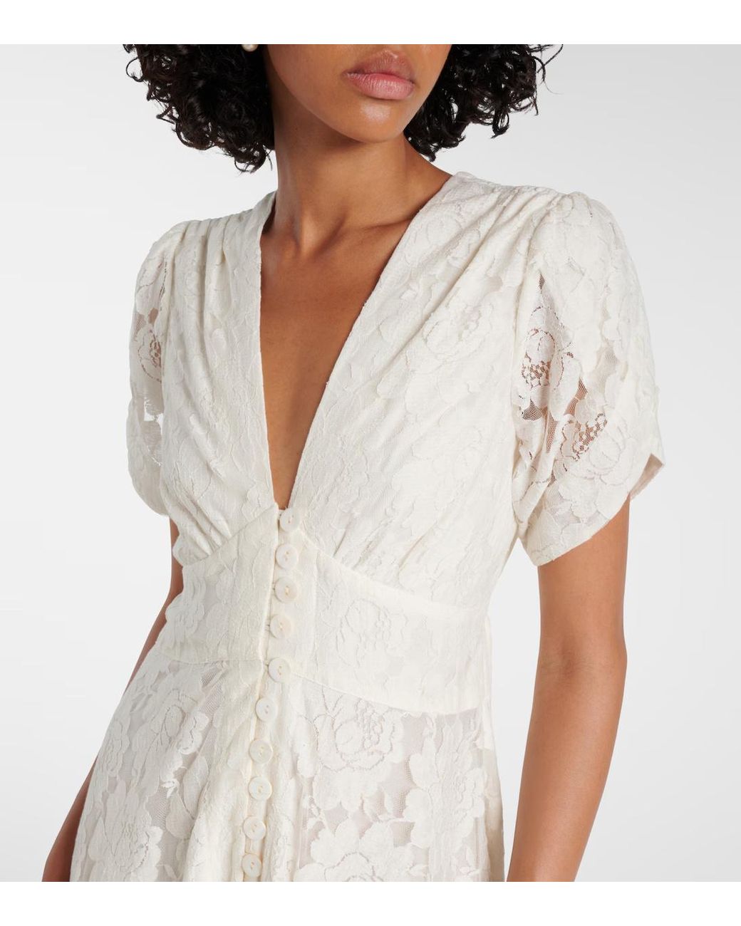Rixo White Flower Embroidery Dress