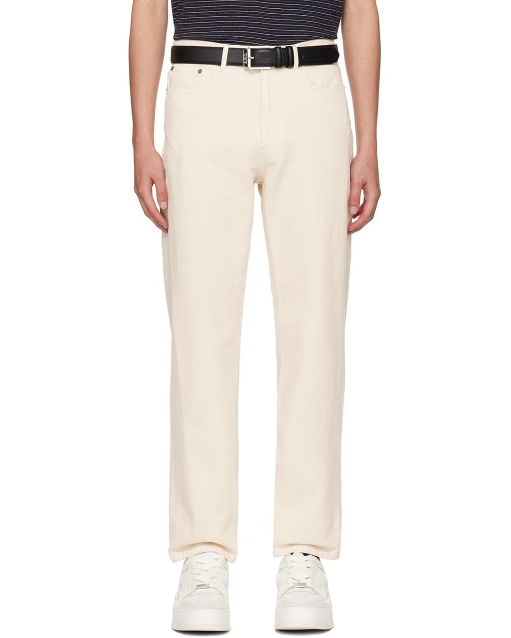A.P.C. White Martin Button Detailed Straight Leg Jeans for men
