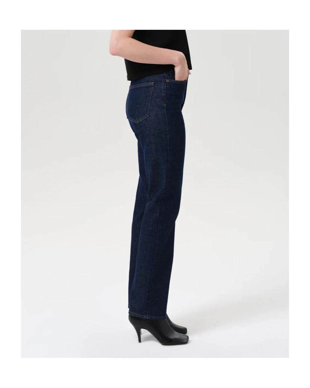 Agolde Blue 90's Pinch Waist High Rise Straight Long (Comfort Stretch)