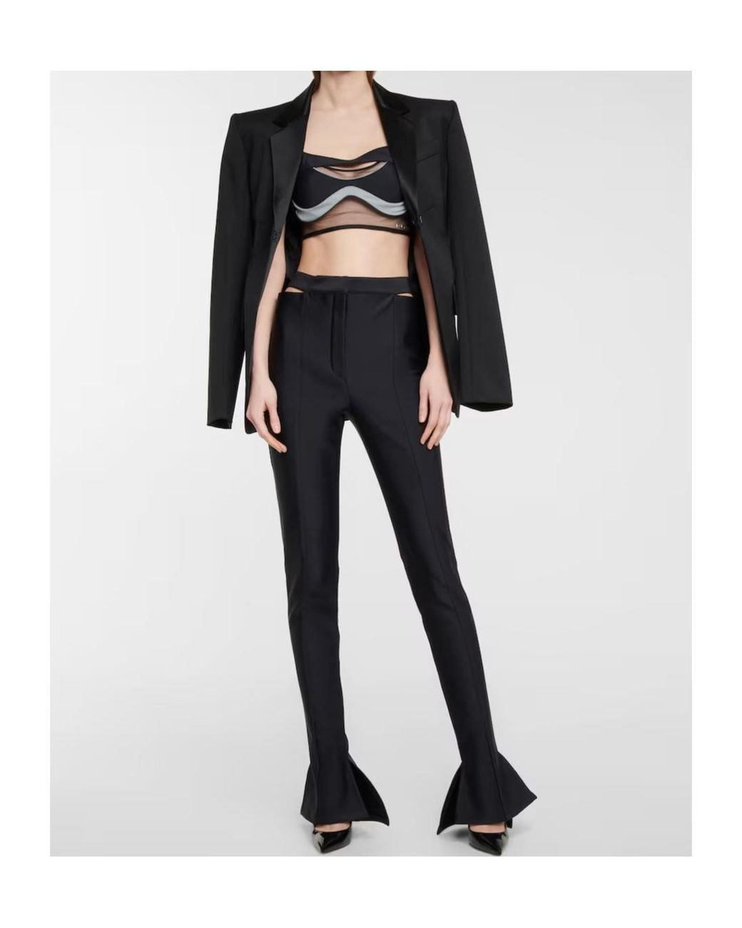 Mugler Black Lace-Up Trouser Pants