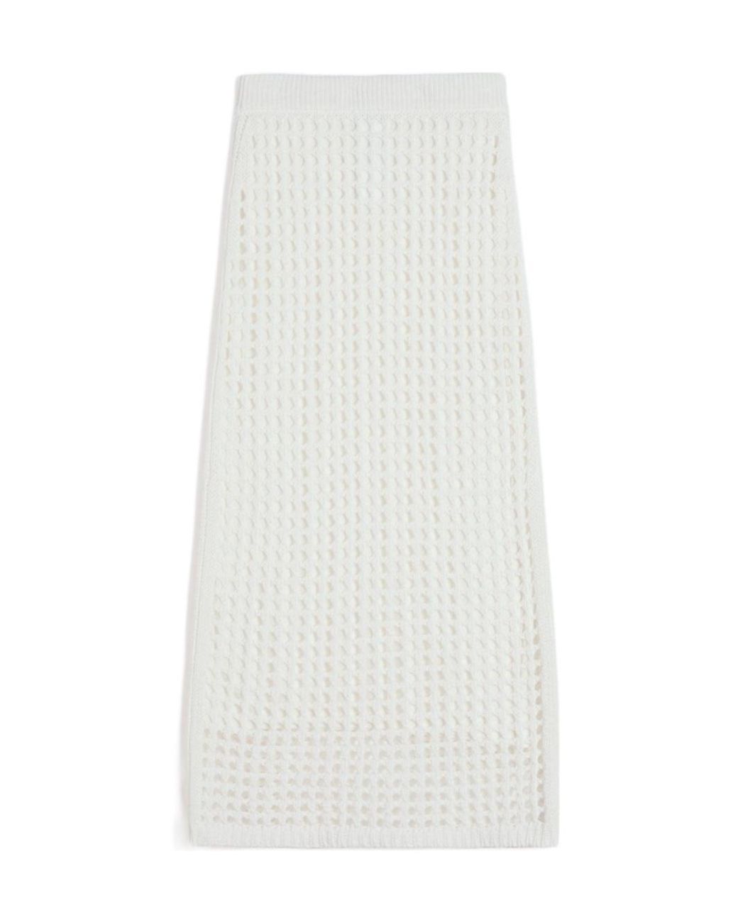 Max Mara White Mxpgeode Openwork Midi Skirt