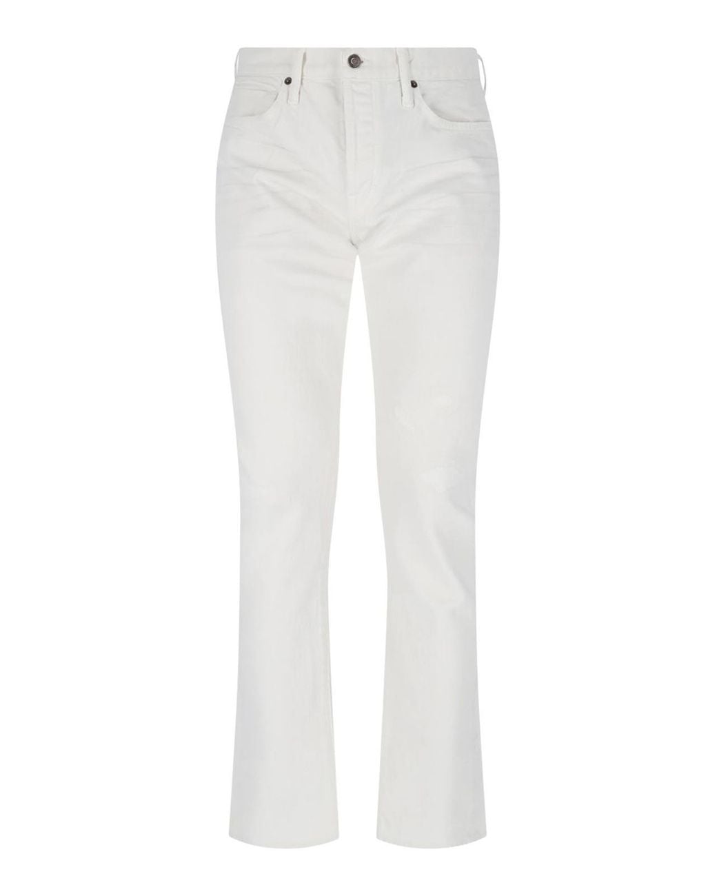 Tom Ford White Logo Patch Ripped-Detailed Jeans for men