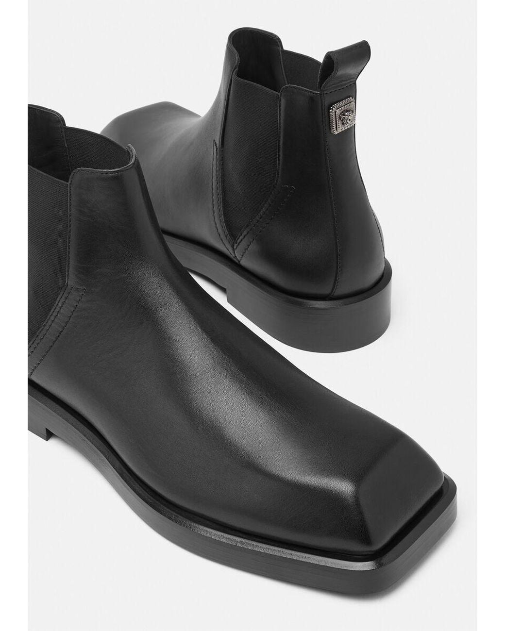 Versace Black Elasticated Side-Panel Boots for men