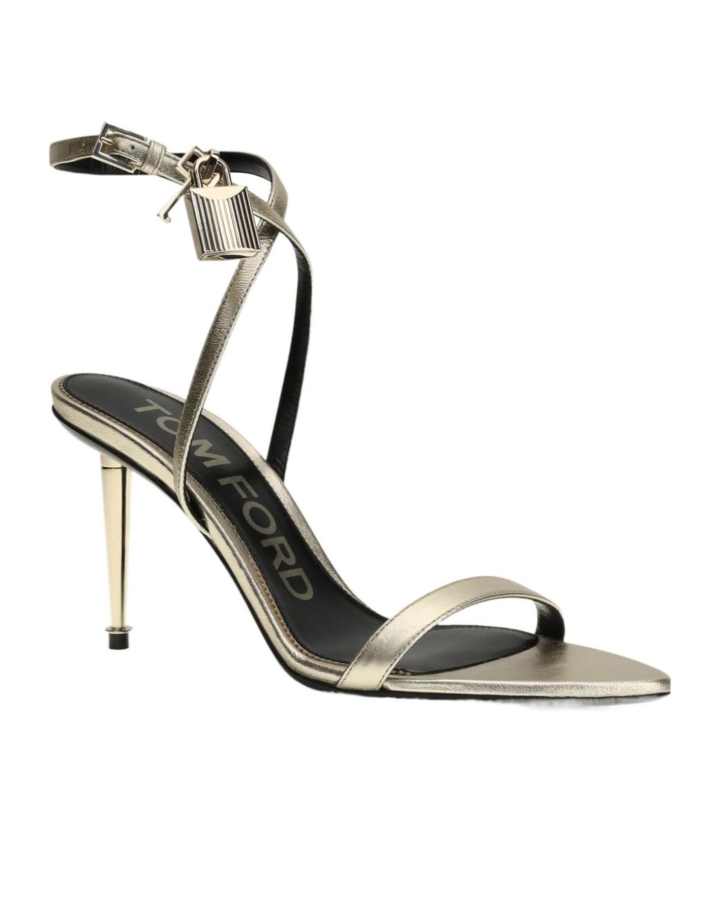 Tom Ford Metallic Pointed Toe Padlock Sandals
