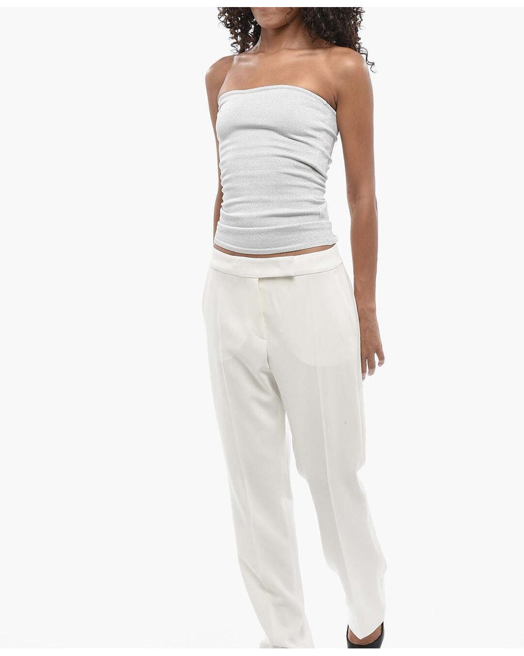 Max Mara White Idoneo Concealed-Fastening Trousers