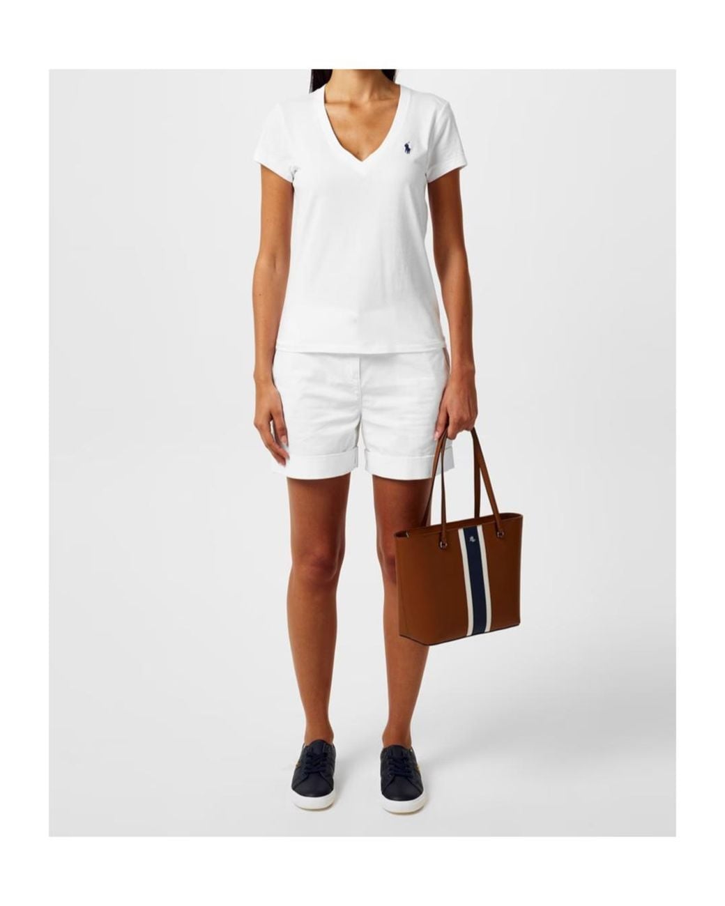 Polo Ralph Lauren White Logo V-Neck T-Shirt