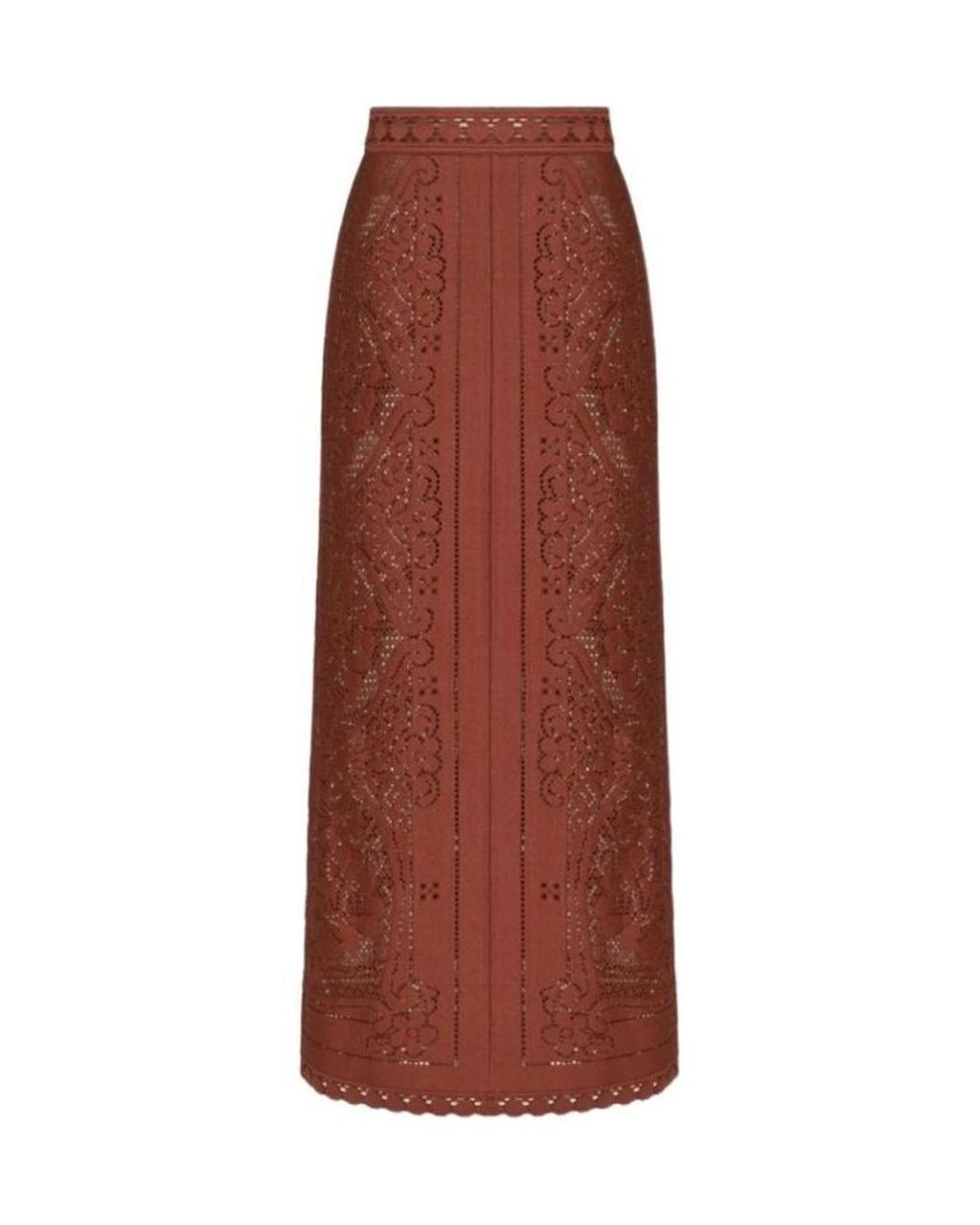 Valentino Brown High-Waisted Knitted Skirt