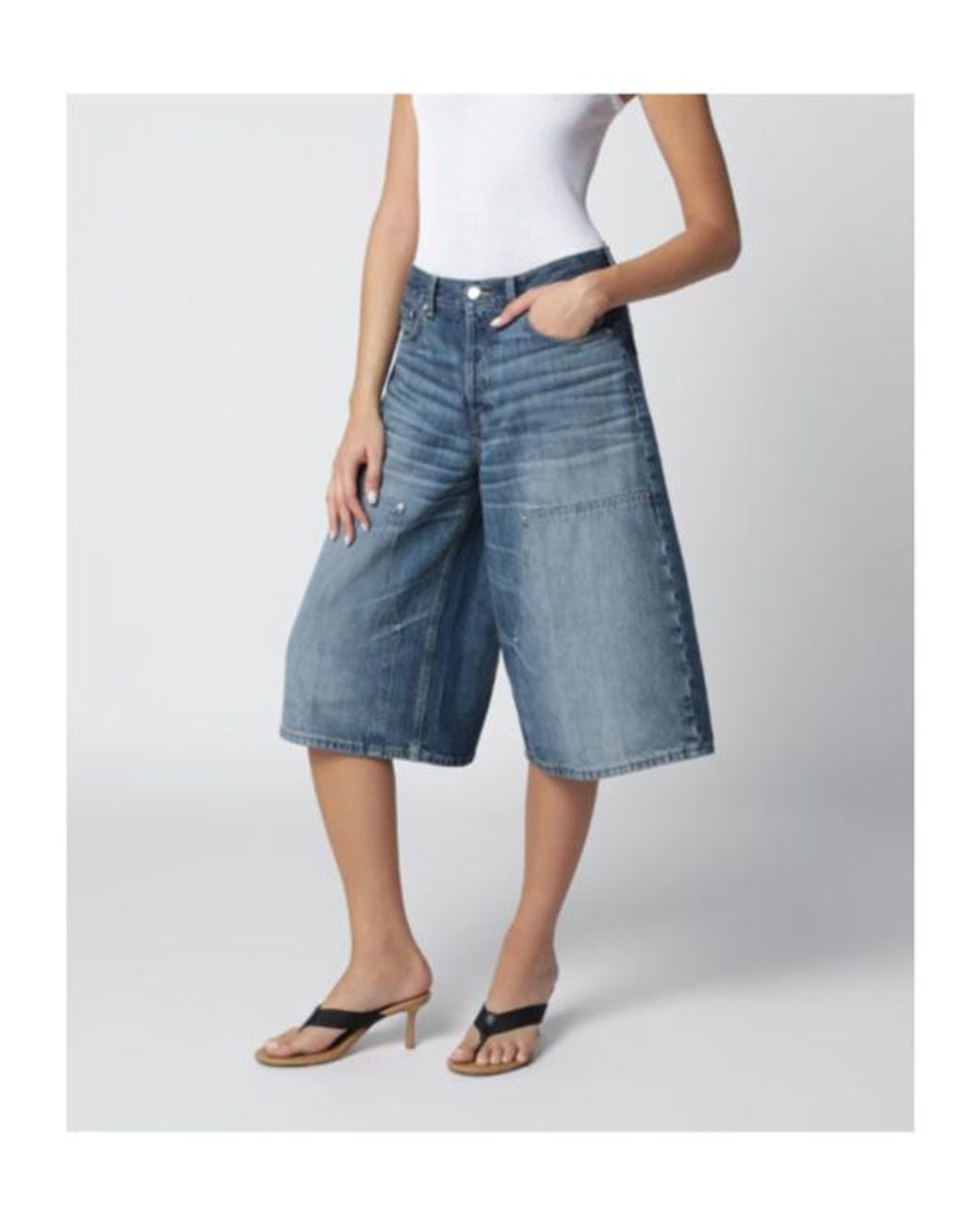 Haikure Blue Wide-Leg Bermuda Shorts