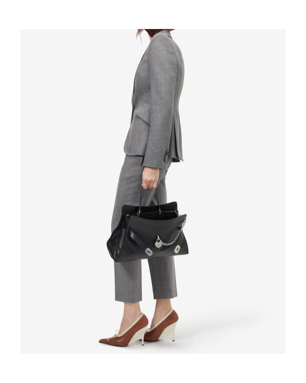 McQueen Gray Wool Pinstripe Single-Breasted Jacket