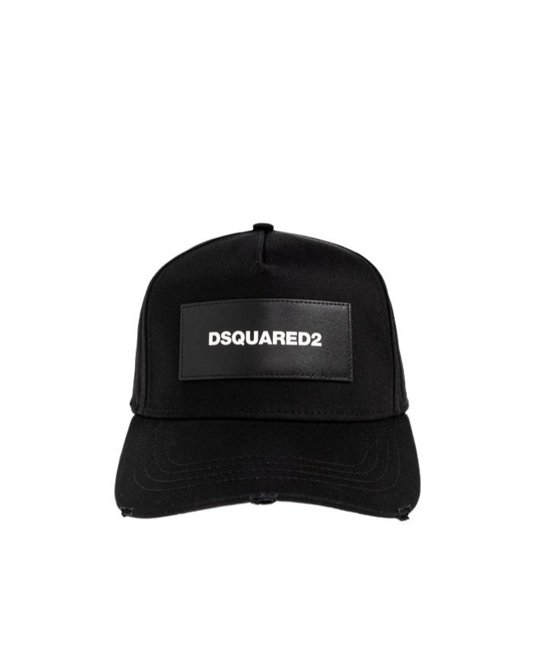 DSquared² Black Logo-Patch Distressed Baseball Cap for men