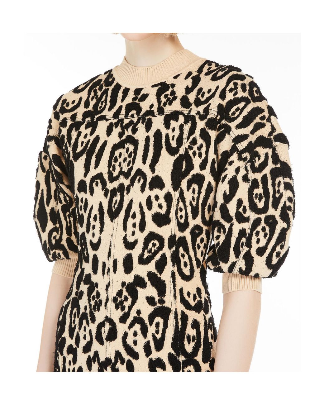 Sportmax Black Animal-Print Terry Dress