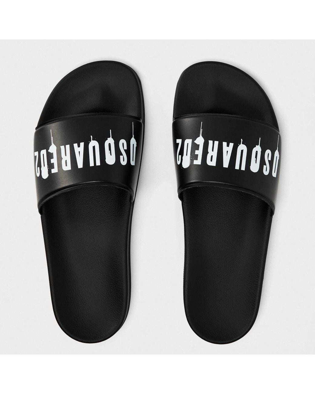 DSquared² Black Comfortable Slipon Slide Sandals for men
