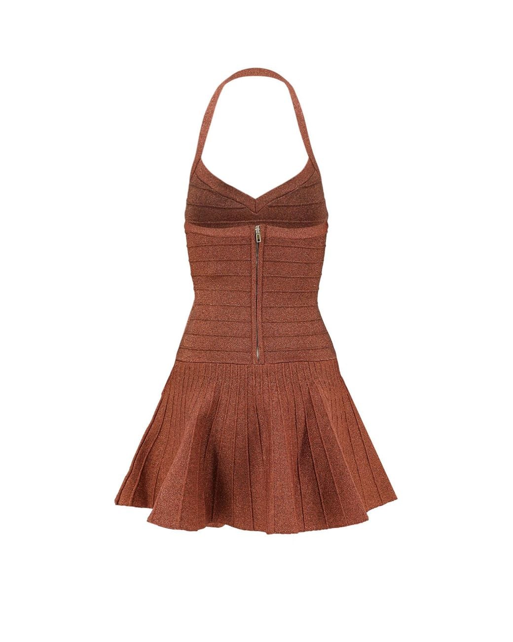 retroféte Brown Retrofete Textured Flared Mini Dress