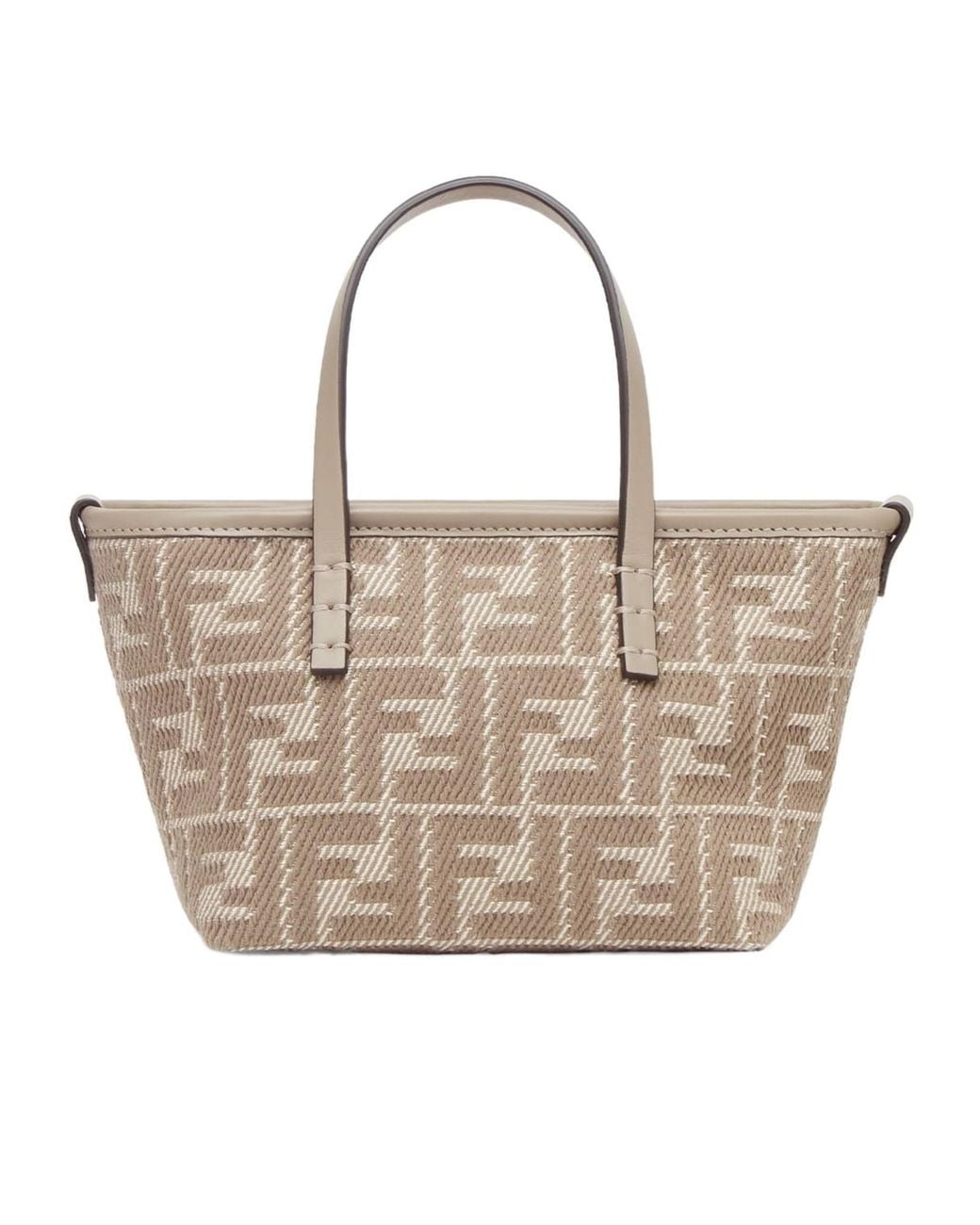 Fendi Natural Roll Ff Jacquard Mini Tote Bag