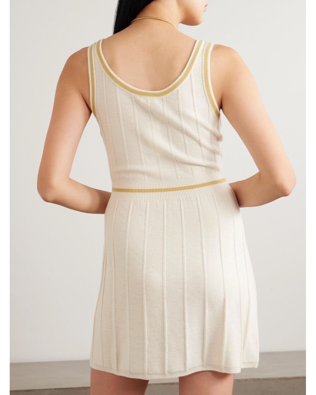 Eres Natural Elite Striped Ribbed Wool And Cashmere-Blend Mini Dress
