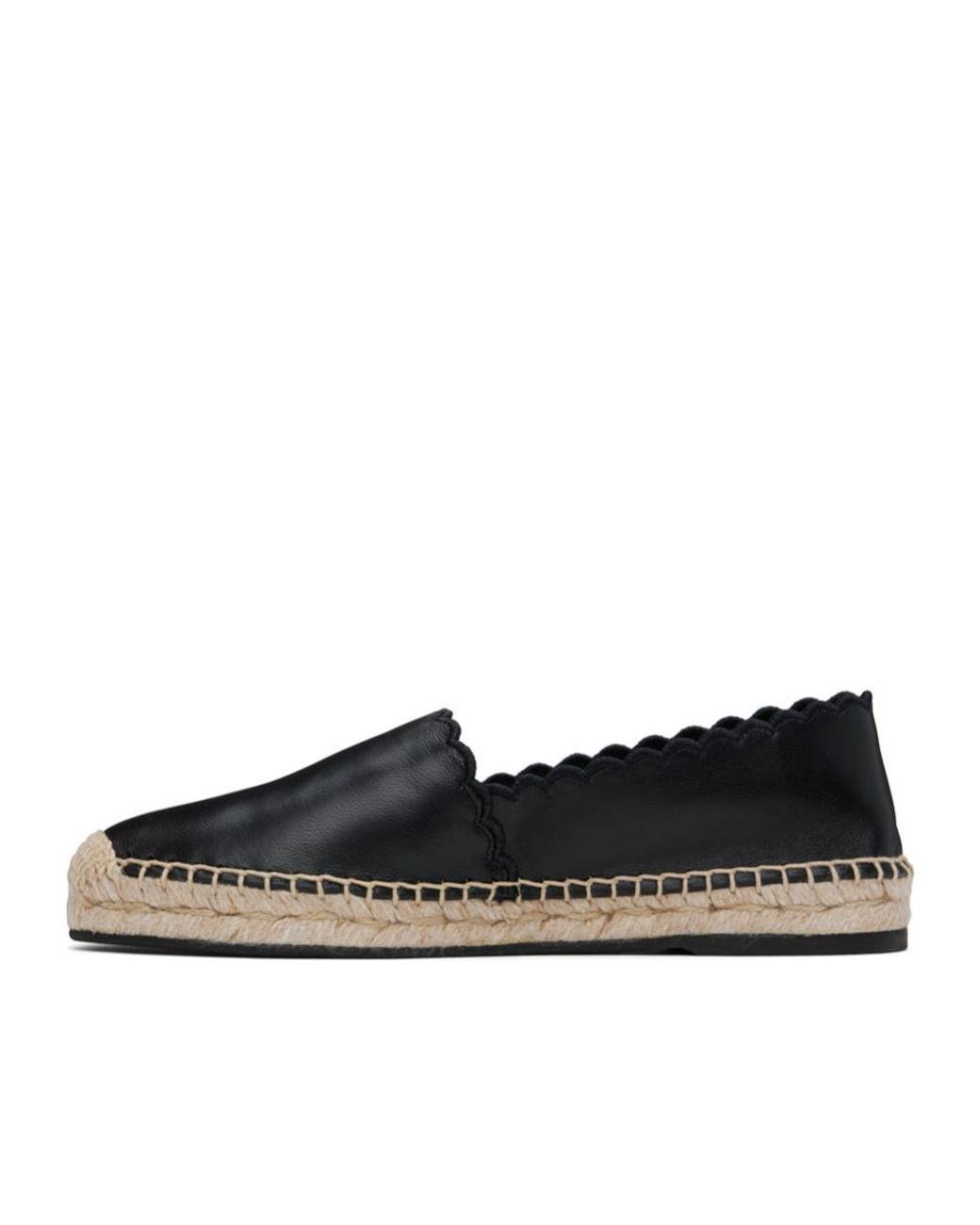 Chloé Black Chloé Slip-On Scalloped Edges Flat Shoes