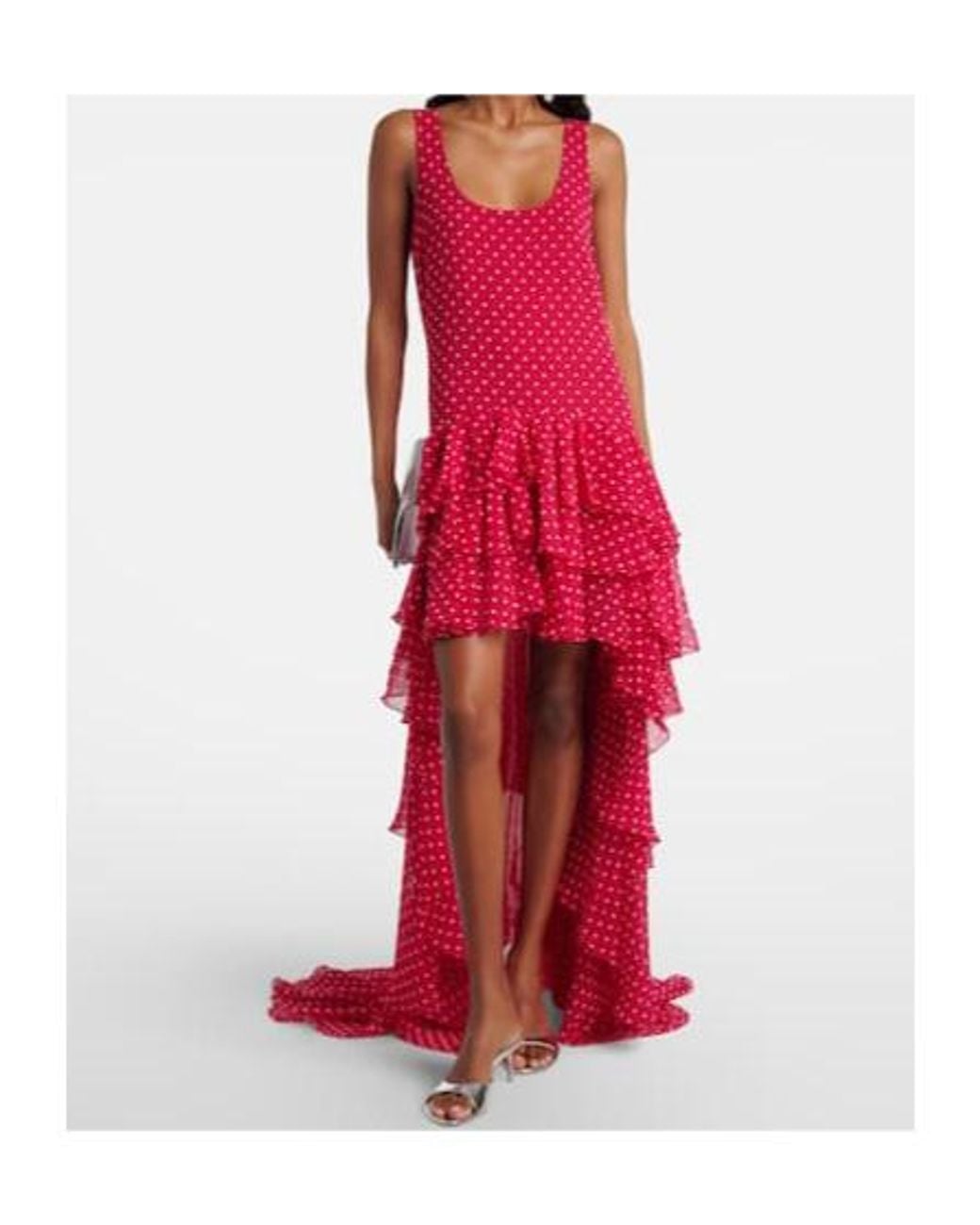 ROTATE BIRGER CHRISTENSEN Red Truut Ruffled Chiffon Midi Dress
