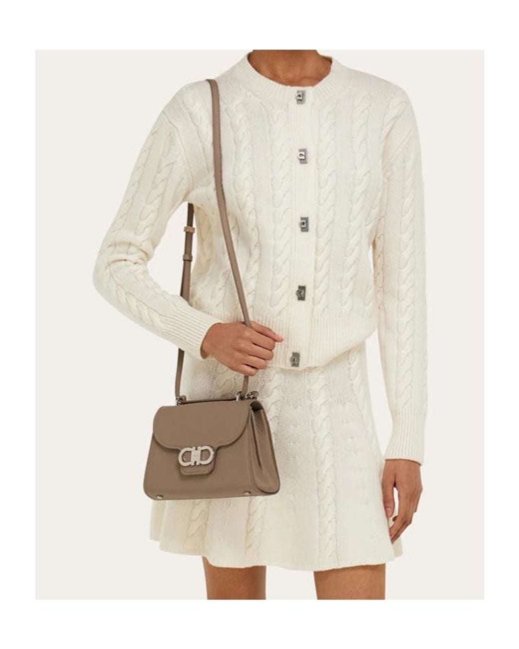 Ferragamo Brown Double Gancini Top Handle (Xs)