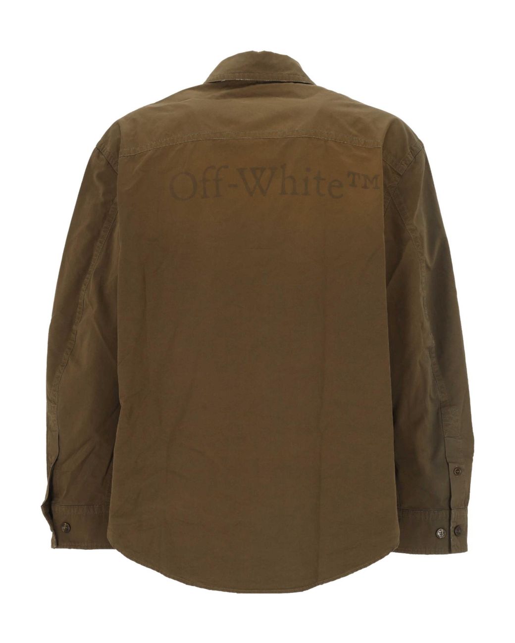 Off-White c/o Virgil Abloh Green Logo-Print Flap-Pocket Shirt for men