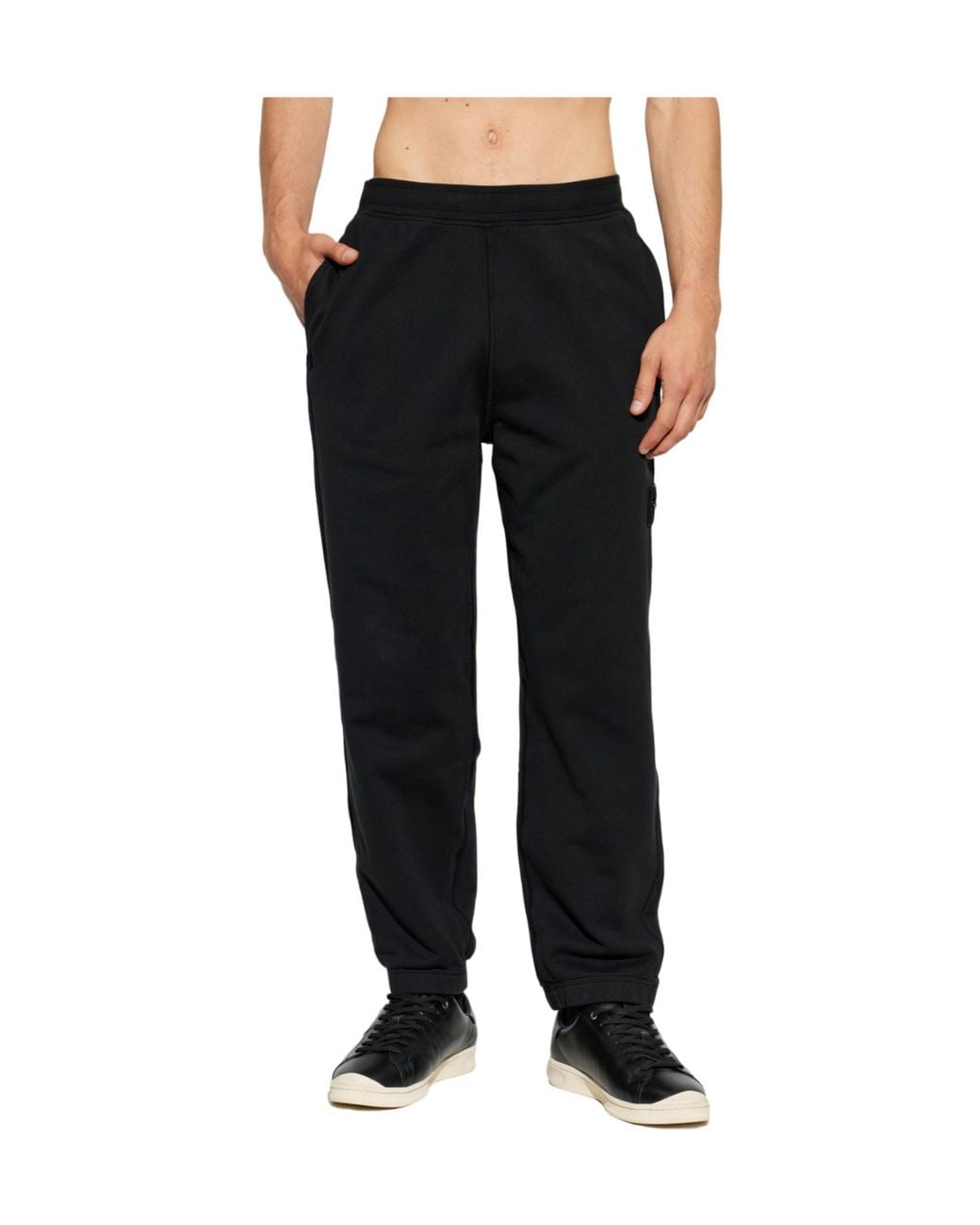 Stone Island Black Logo Patch Sweatpants for men