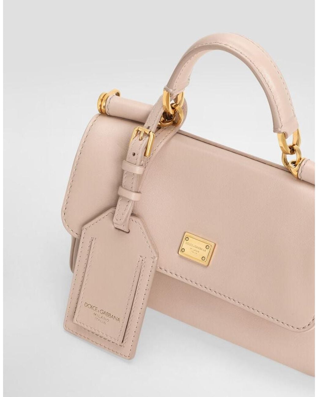 Dolce & Gabbana Pink Dolce & Gabbana Nude Leather Shoulder Bag