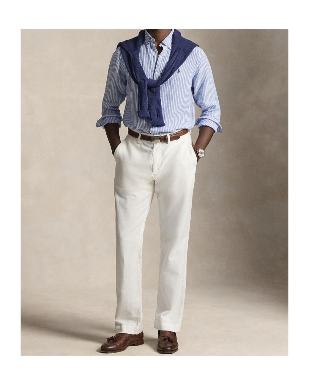 Polo Ralph Lauren Blue Logo Detailed Striped Shirt for men